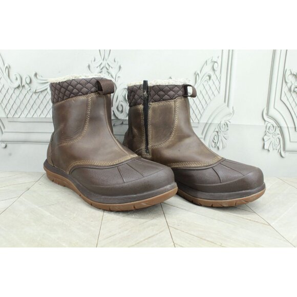 LL Bean Storm Chaser Boots 5 Zip Fleece Lined Waterproof Leather Brown 8 - Picture 3 of 9